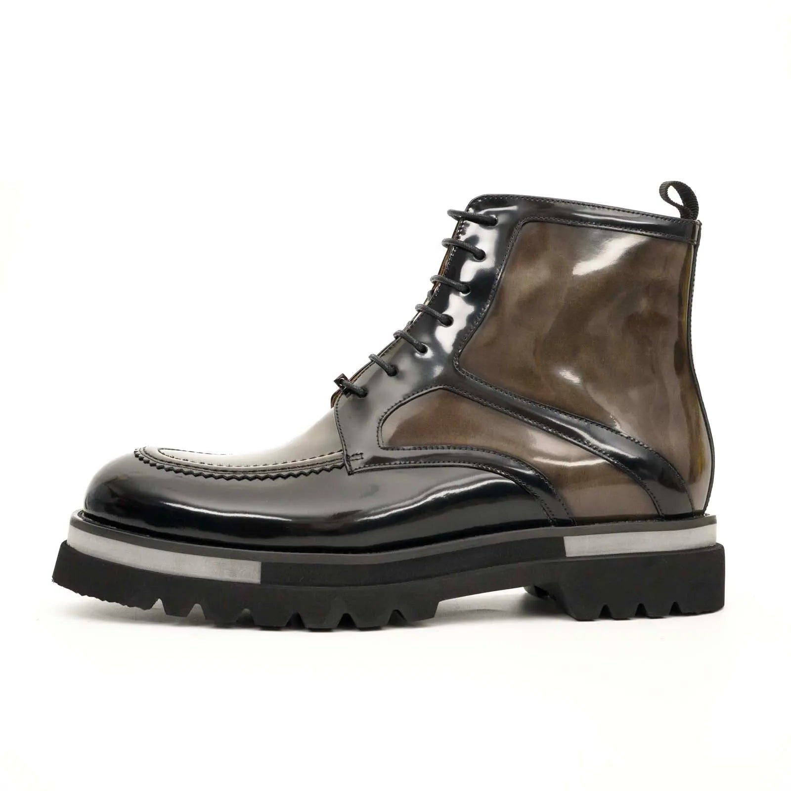 Black & Gold Patina Lace-Up Boots