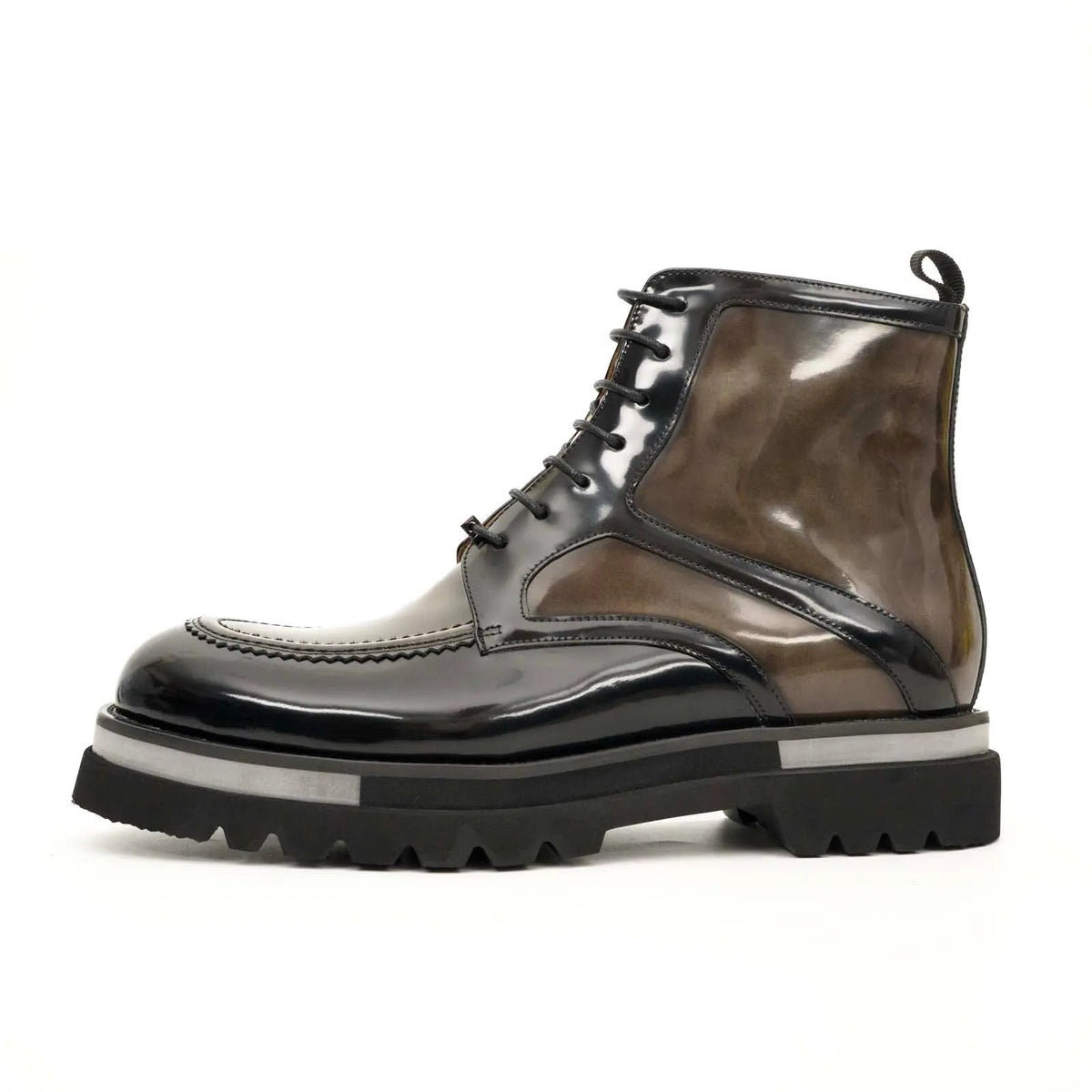Black & Gold Patina Lace-Up Boots