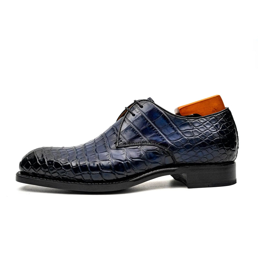Blue Crocodile Leather Derby Shoes VanPasch