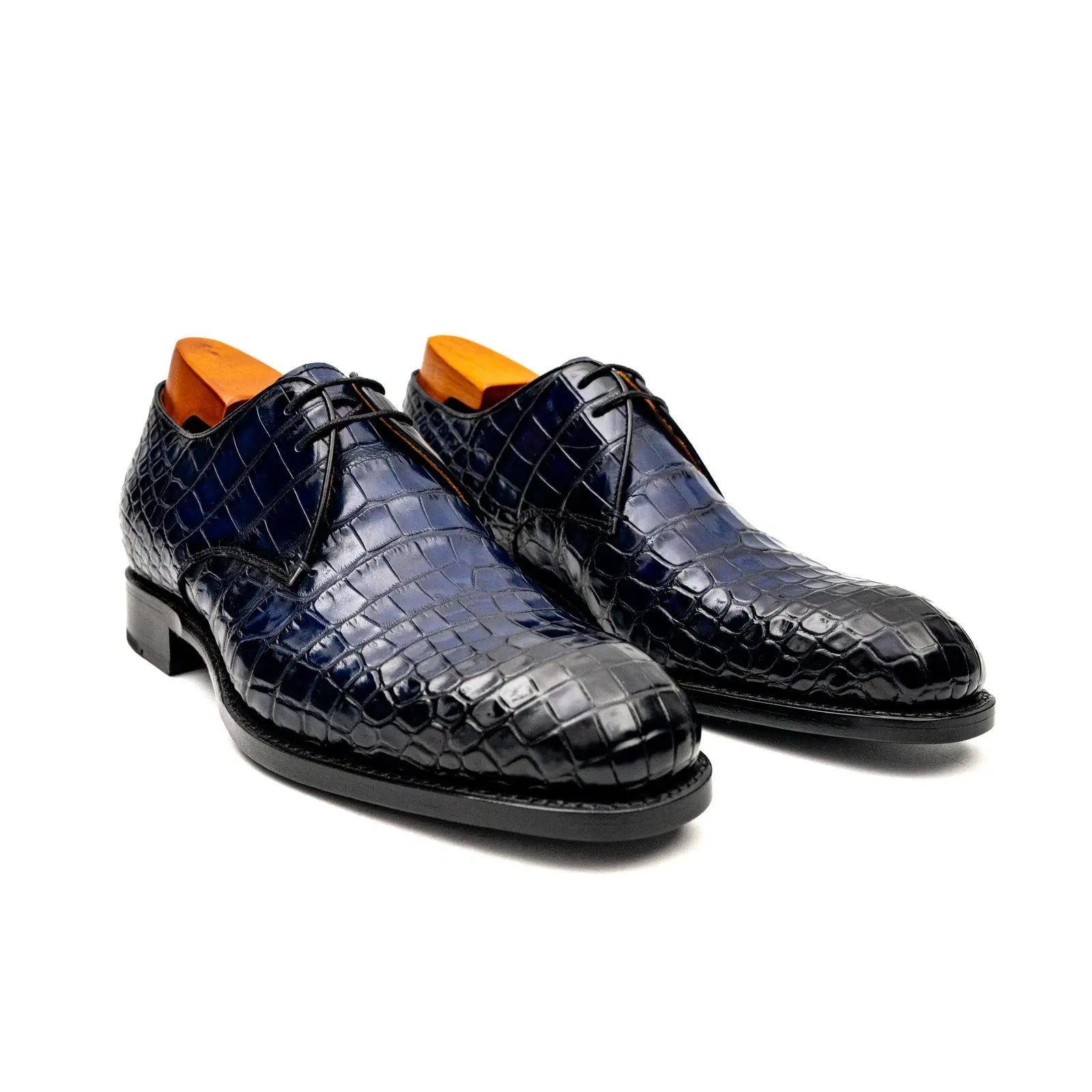 Blue Crocodile Leather Derby Shoes VanPasch