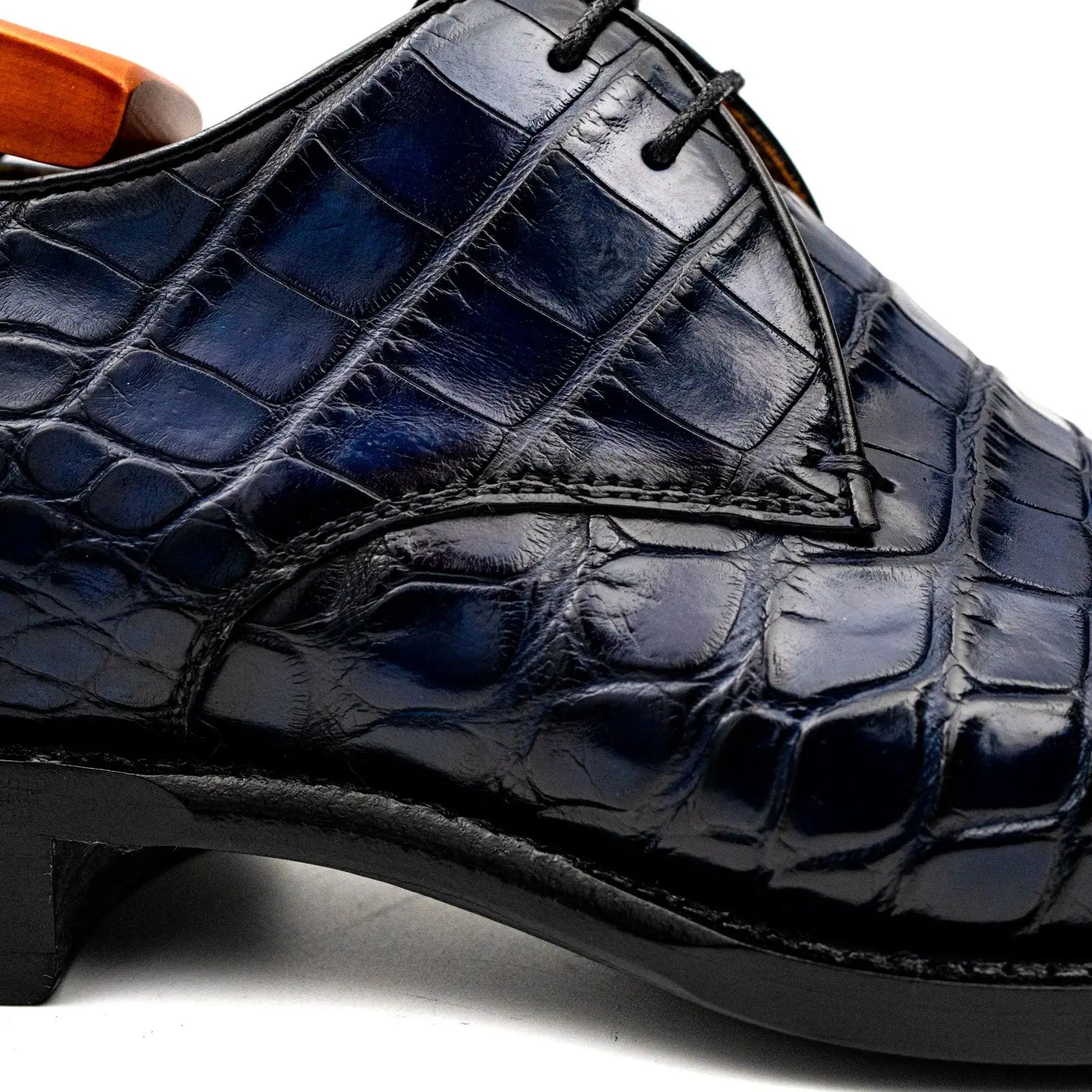 Blue Crocodile Leather Derby Shoes VanPasch