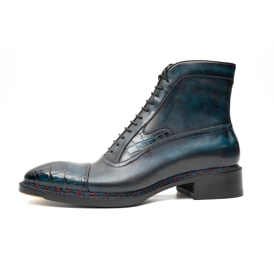 Blue Genuine Alligator Leather Boots Goodyear Norwegian Welt VanPasch