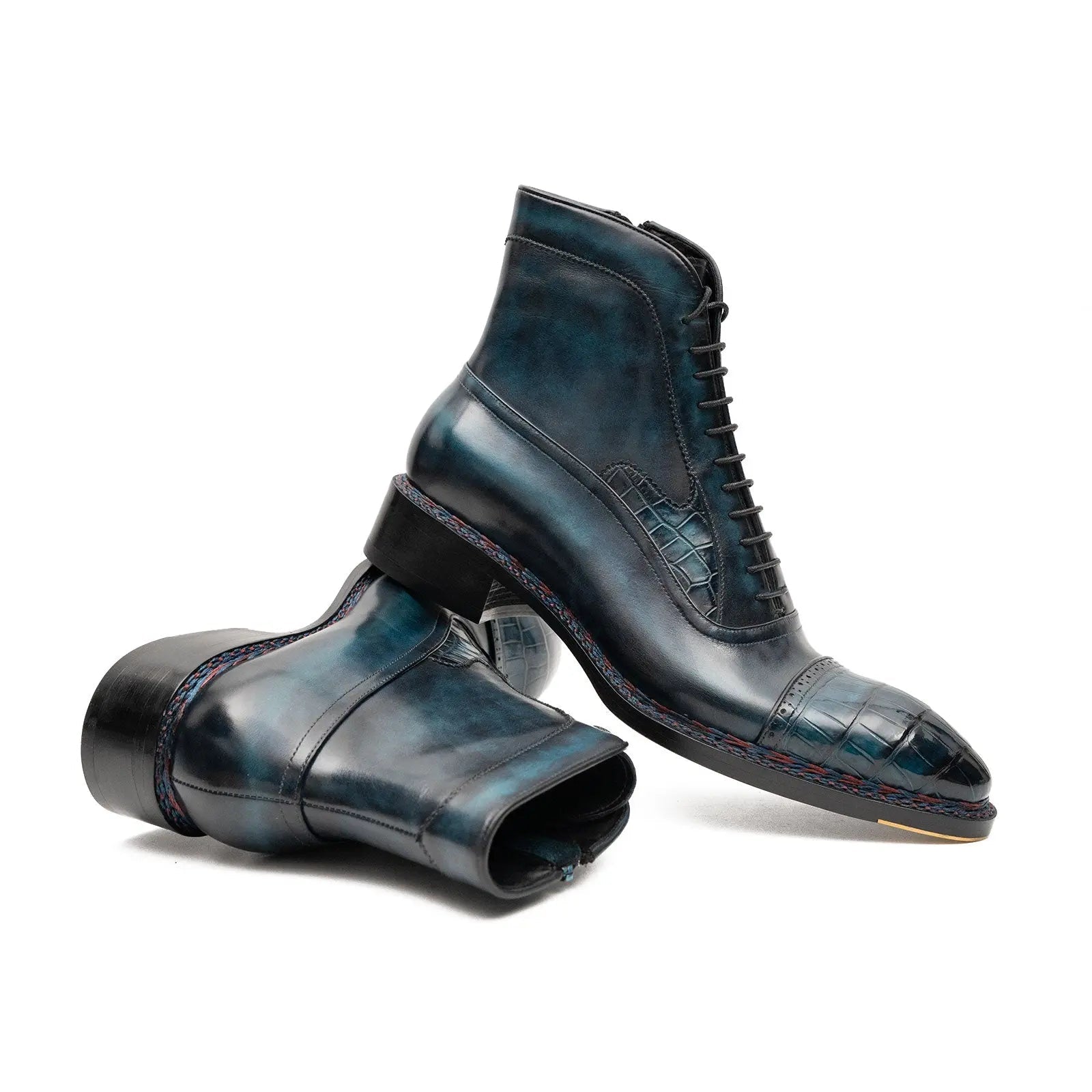Blue Genuine Alligator Leather Boots Goodyear Norwegian Welt VanPasch