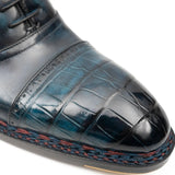 Blue Genuine Alligator Leather Boots Goodyear Norwegian Welt VanPasch