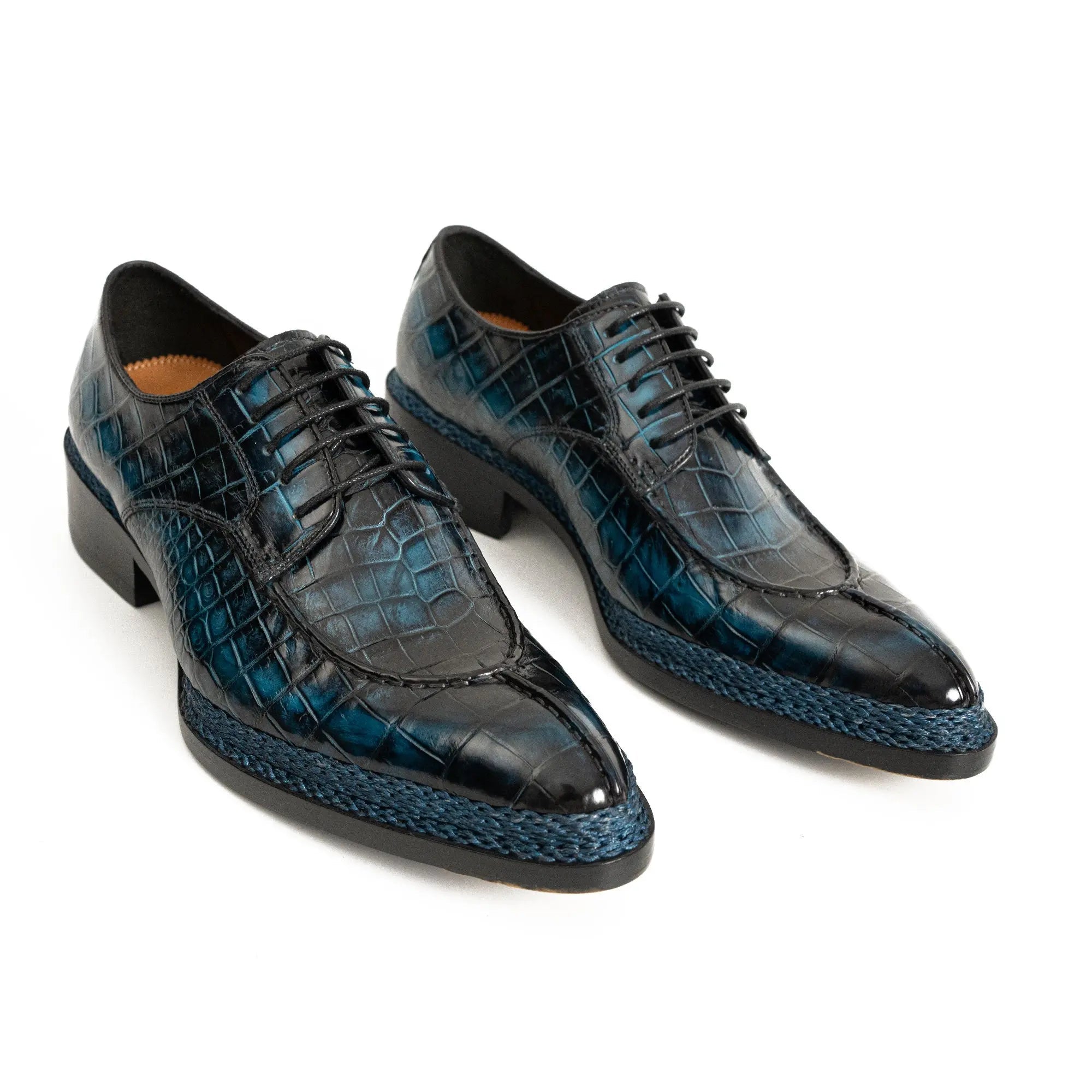Blue Patina Crocodile Norwegian Oxford 8002 VanPasch