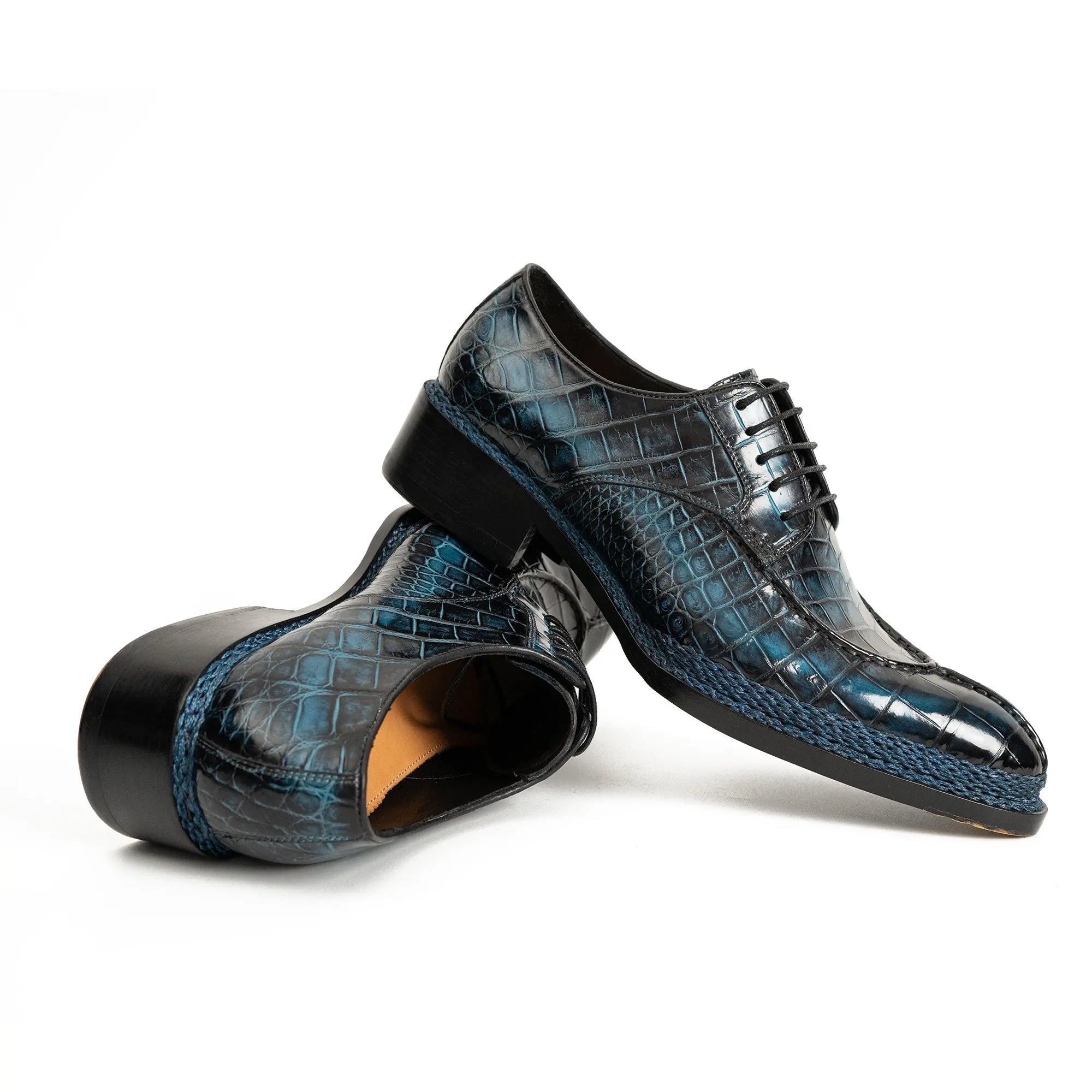 Blue Patina Crocodile Norwegian Oxford 8002 VanPasch