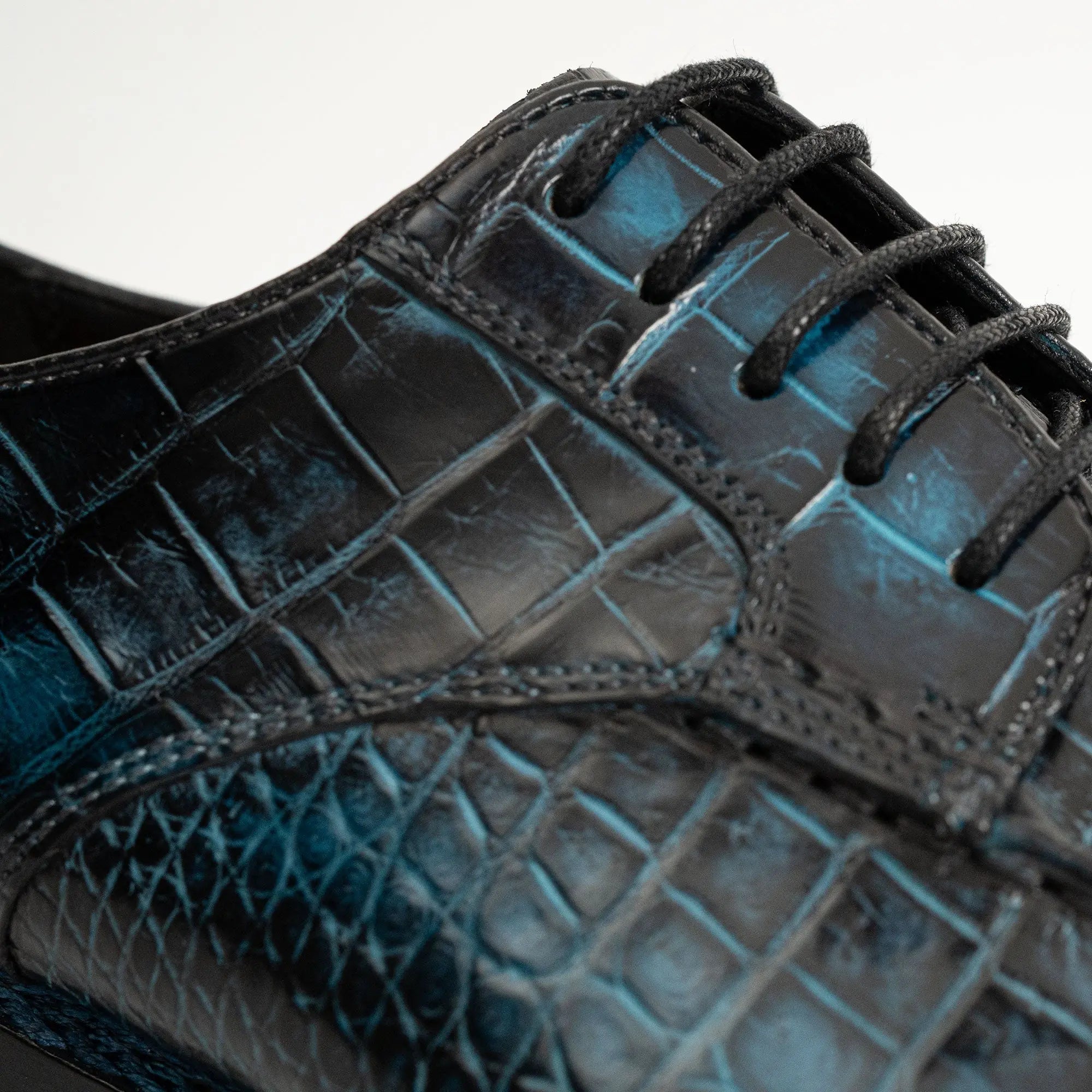 Blue Patina Crocodile Norwegian Oxford 8002 VanPasch