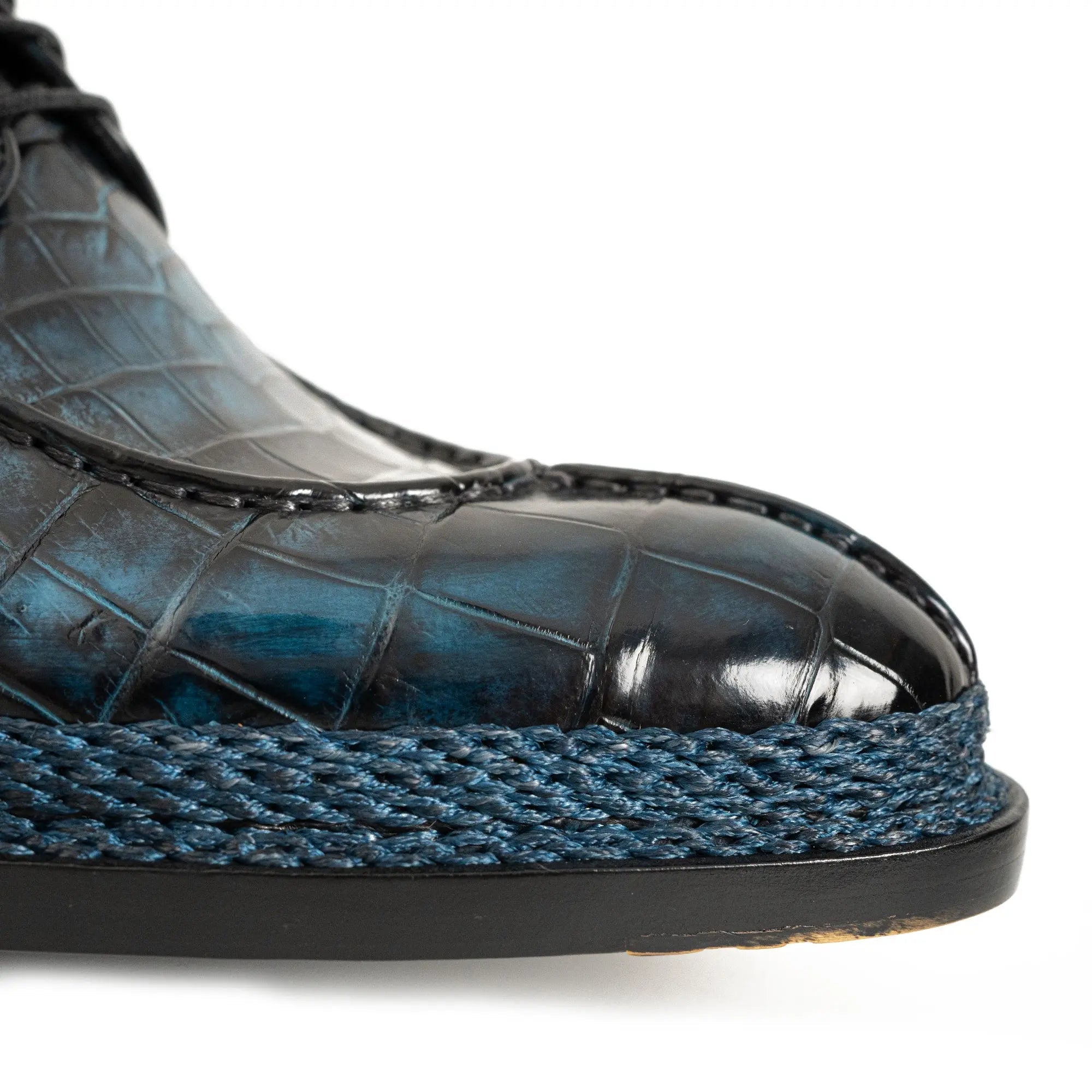 Blue Patina Crocodile Norwegian Oxford 8002 VanPasch