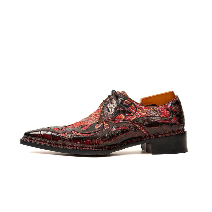 Bordeaux Crocodile Silk Norwegian Derby VanPasch