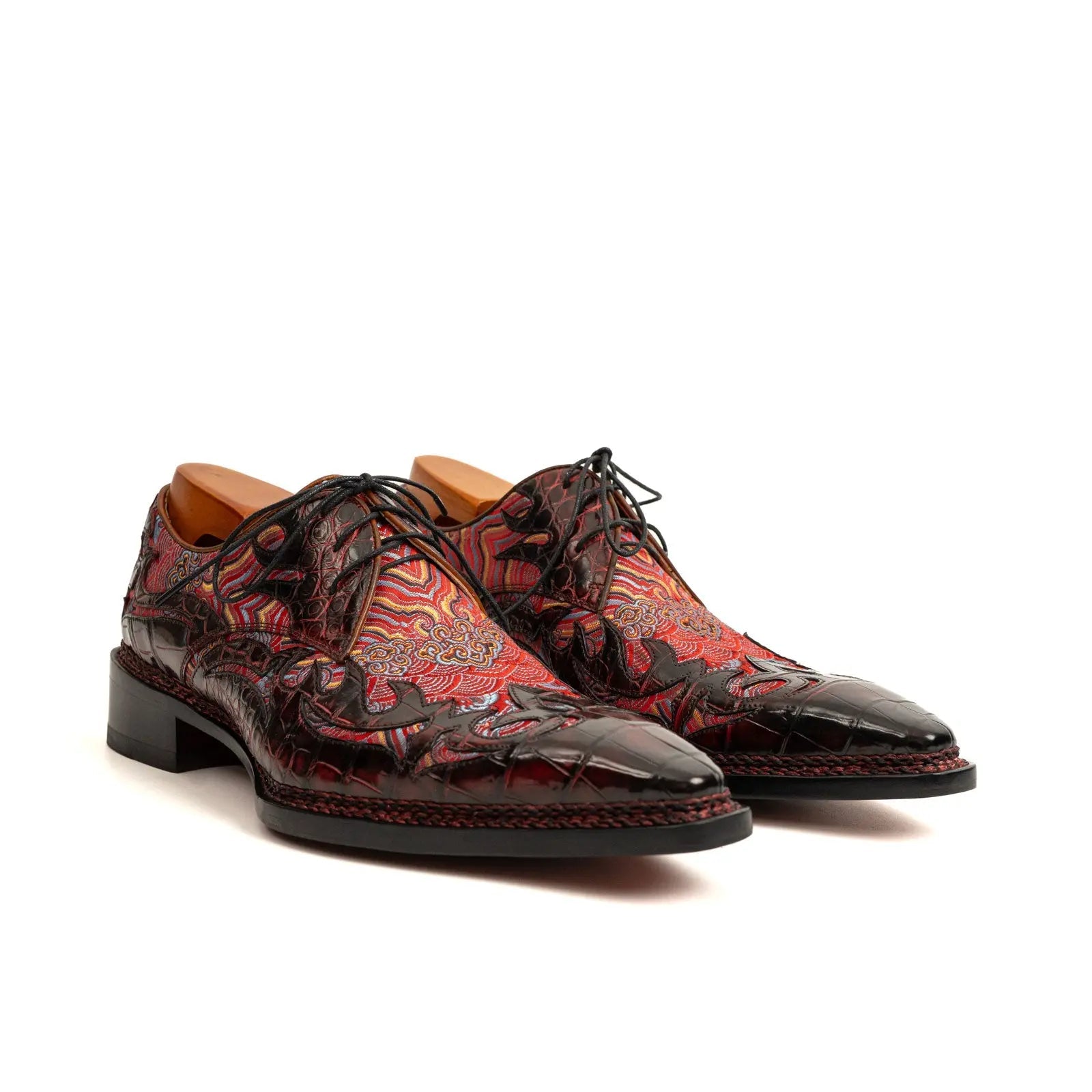Bordeaux Crocodile Silk Norwegian Derby VanPasch