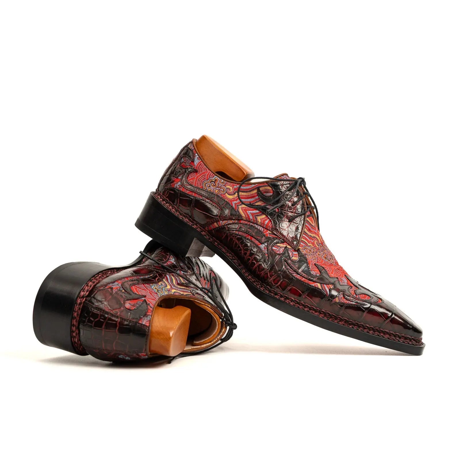 Bordeaux Crocodile Silk Norwegian Derby VanPasch
