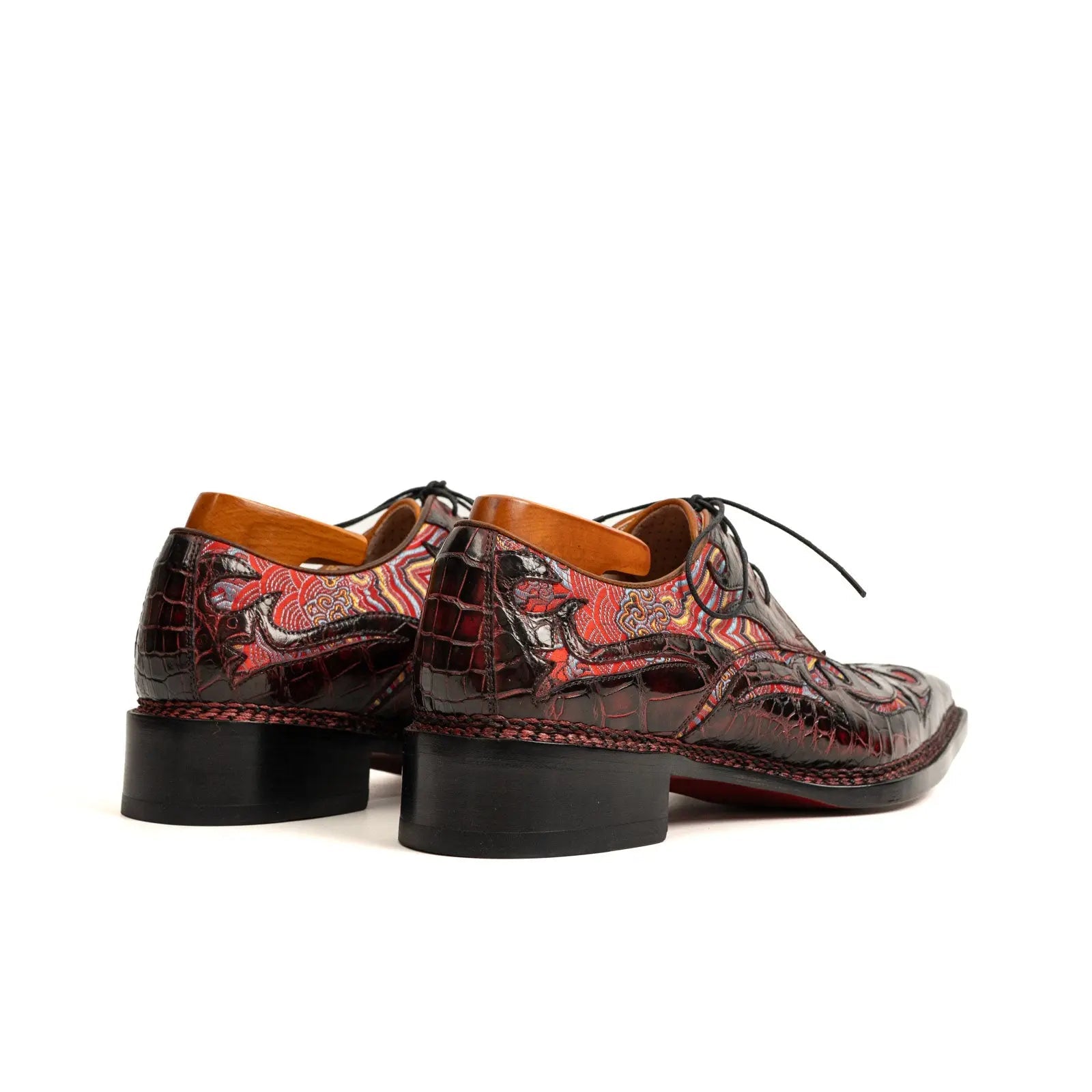 Bordeaux Crocodile Silk Norwegian Derby VanPasch