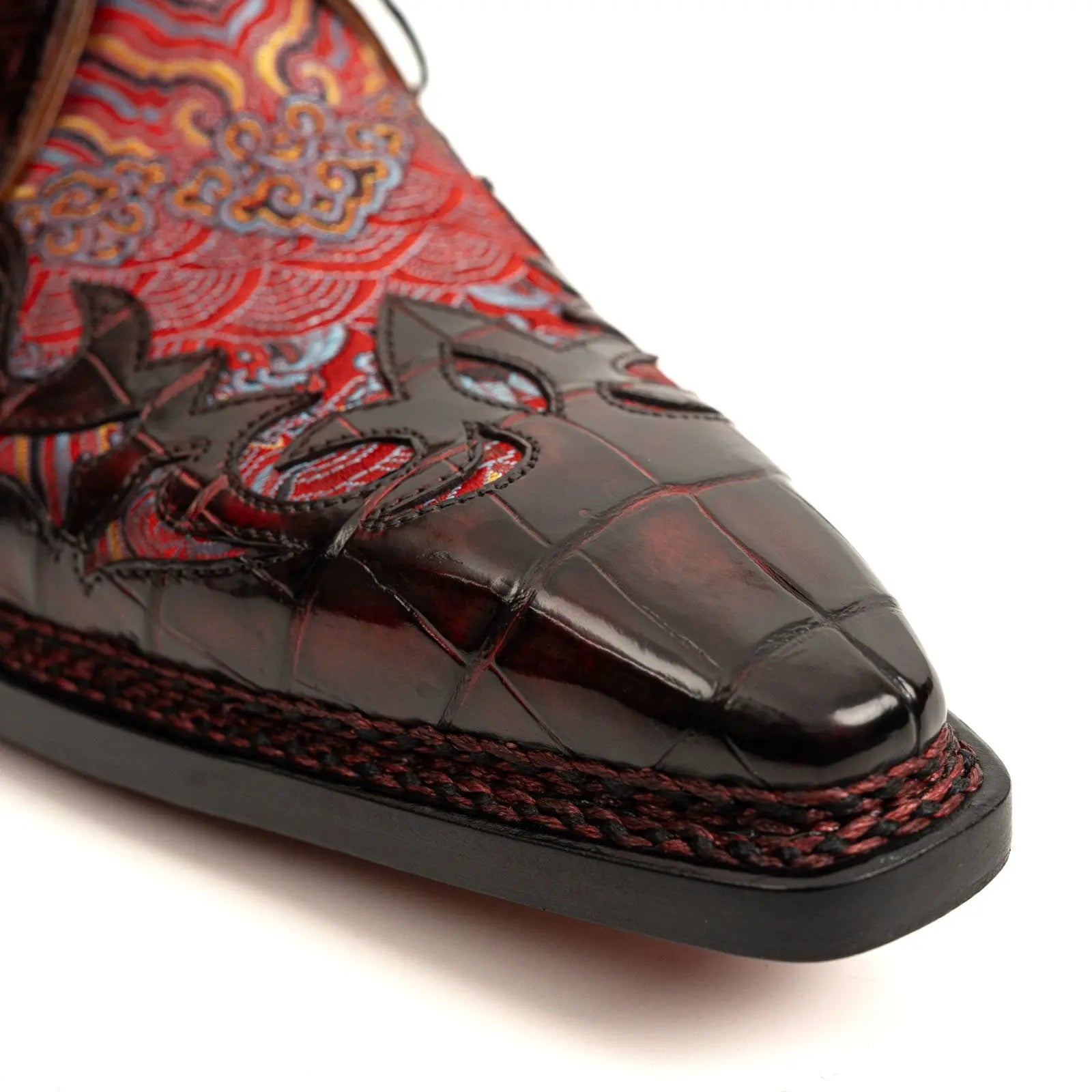 Bordeaux Crocodile Silk Norwegian Derby VanPasch