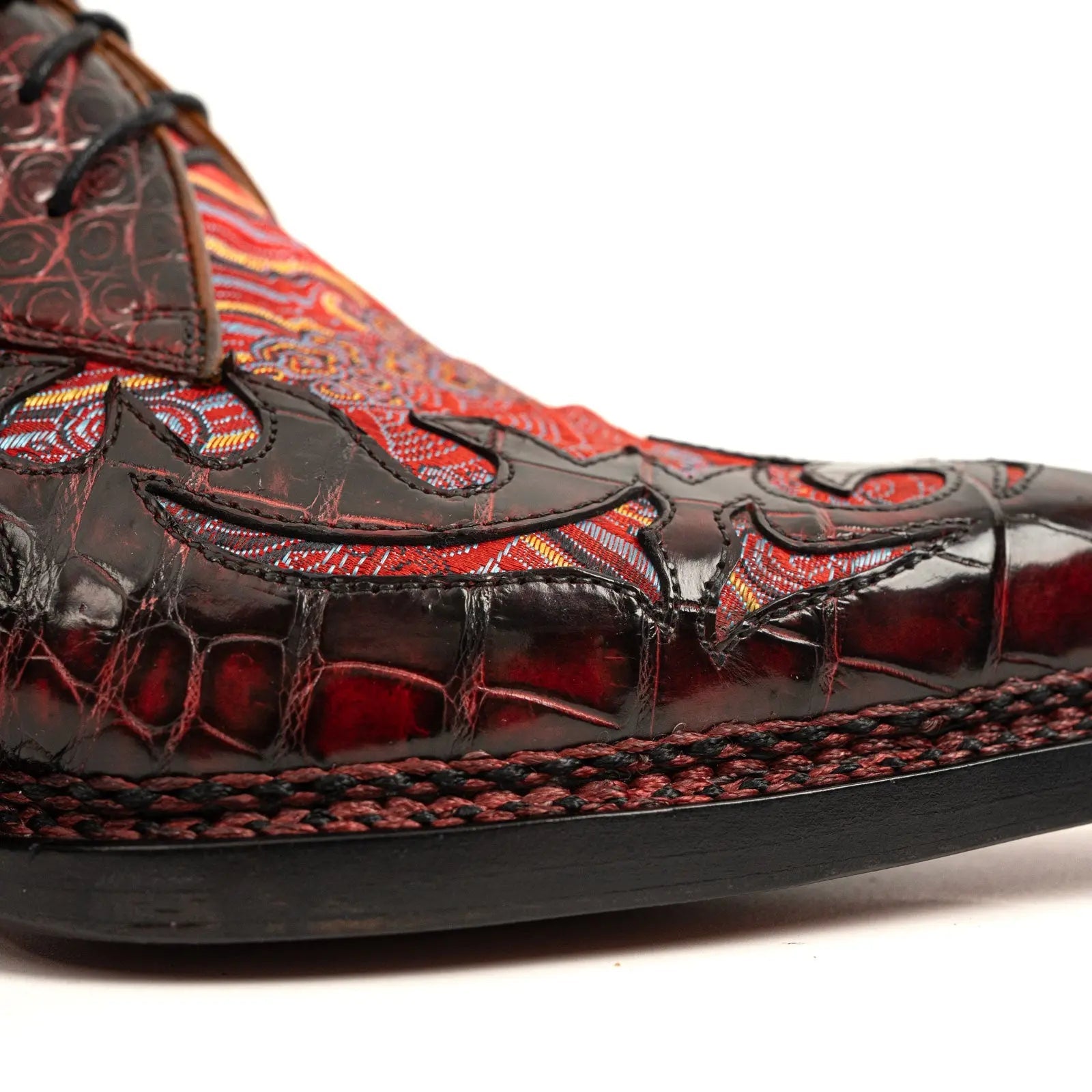 Bordeaux Crocodile Silk Norwegian Derby VanPasch