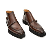 Borwn Burnished Double Monk Boot VanPasch