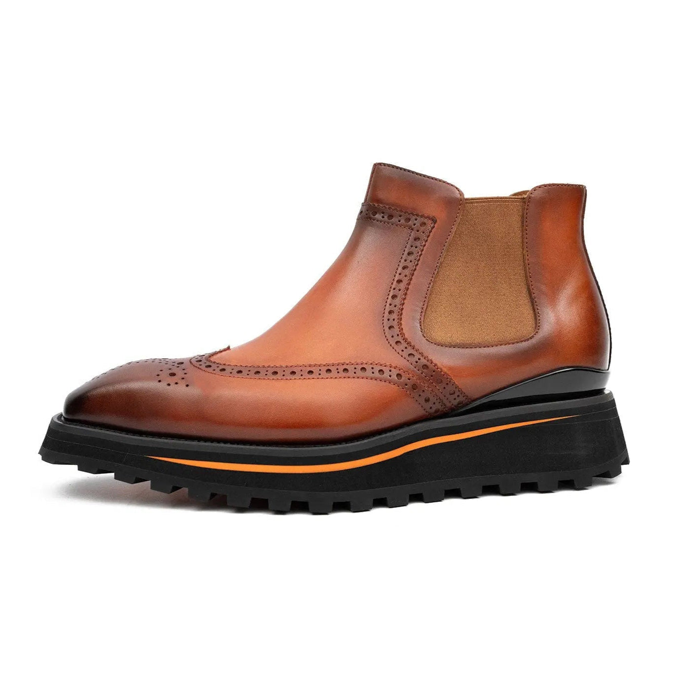 Brogue Thick-Soled Chelsea Boot 2891 Brown VanPasch