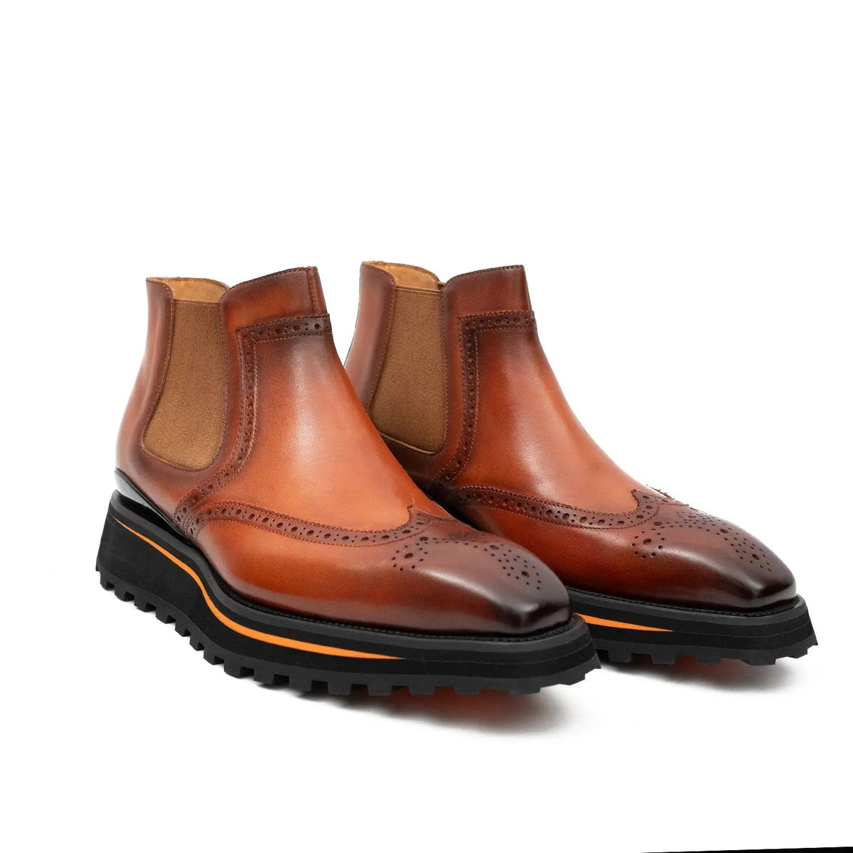 Brogue Thick-Soled Chelsea Boot 2891 Brown VanPasch