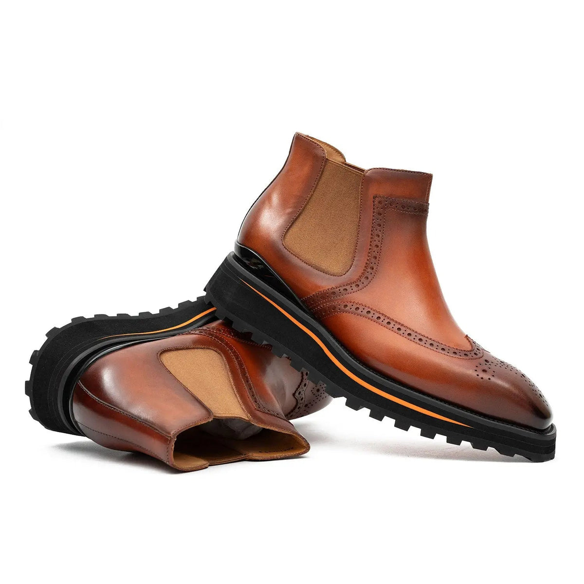 Brogue Thick-Soled Chelsea Boot 2891 Brown VanPasch
