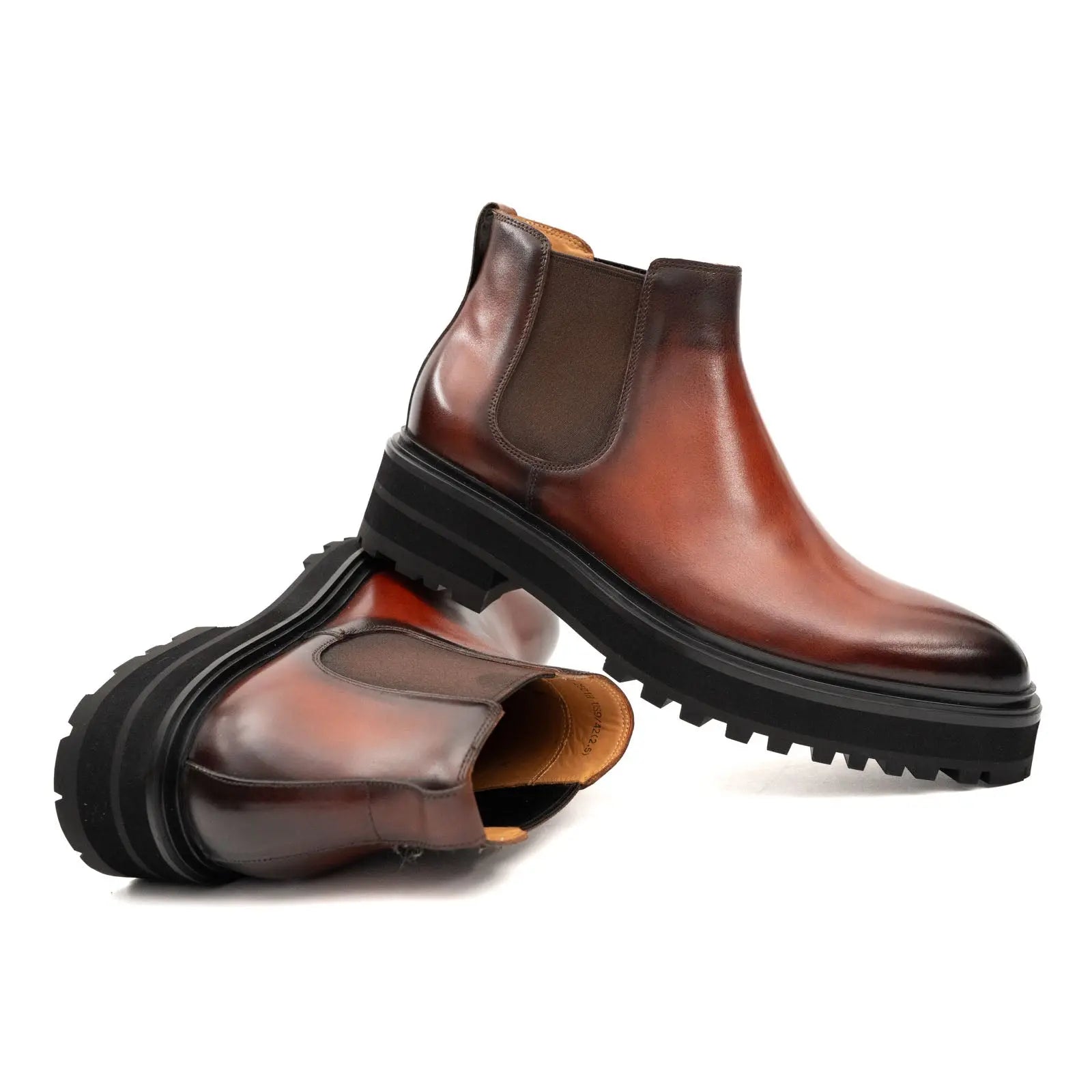 Brown Burnished Leather Chelsea Boot VanPasch