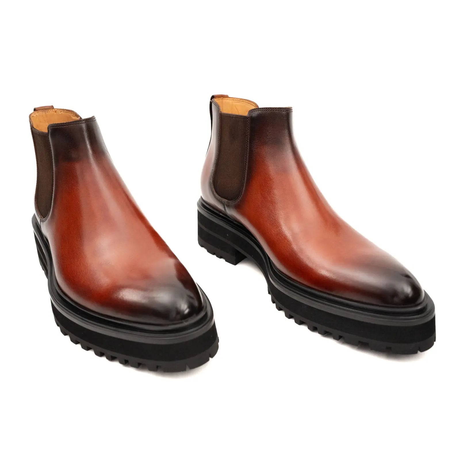 Brown Burnished Leather Chelsea Boot VanPasch