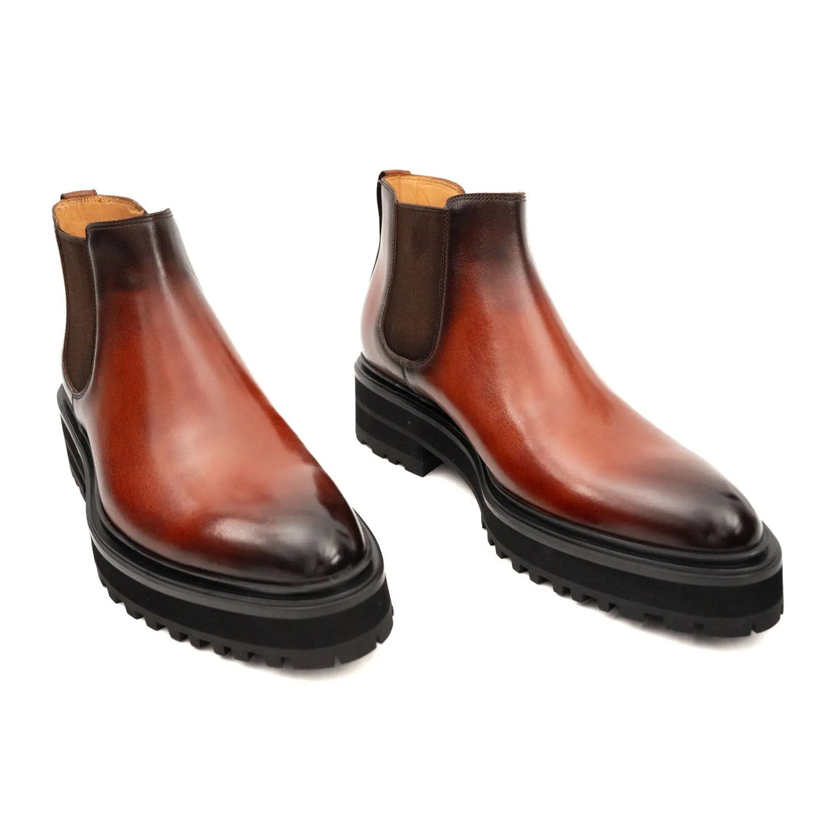 Brown Burnished Leather Chelsea Boot VanPasch
