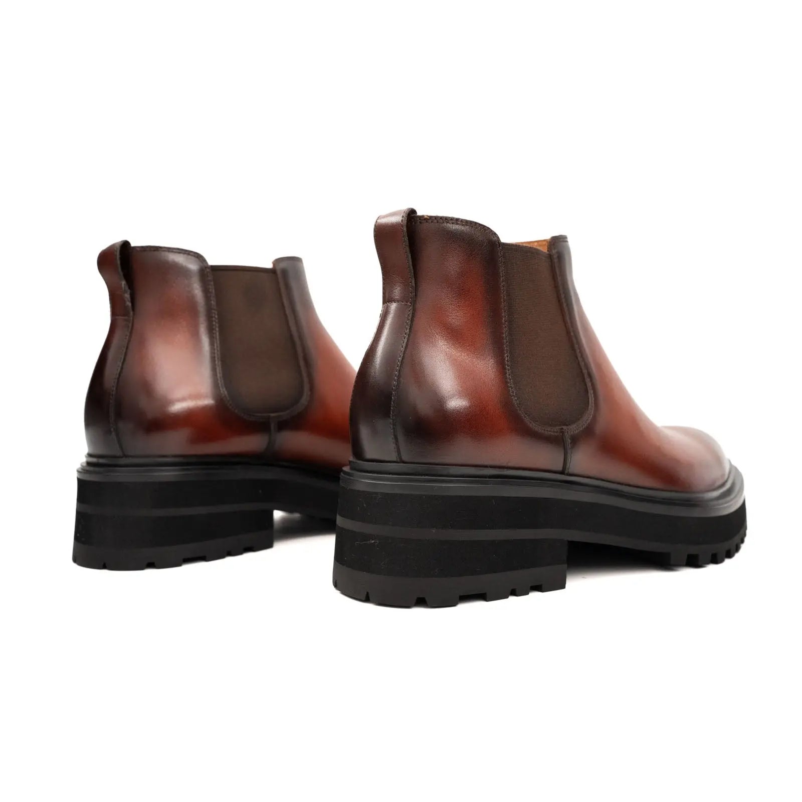 Brown Burnished Leather Chelsea Boot VanPasch