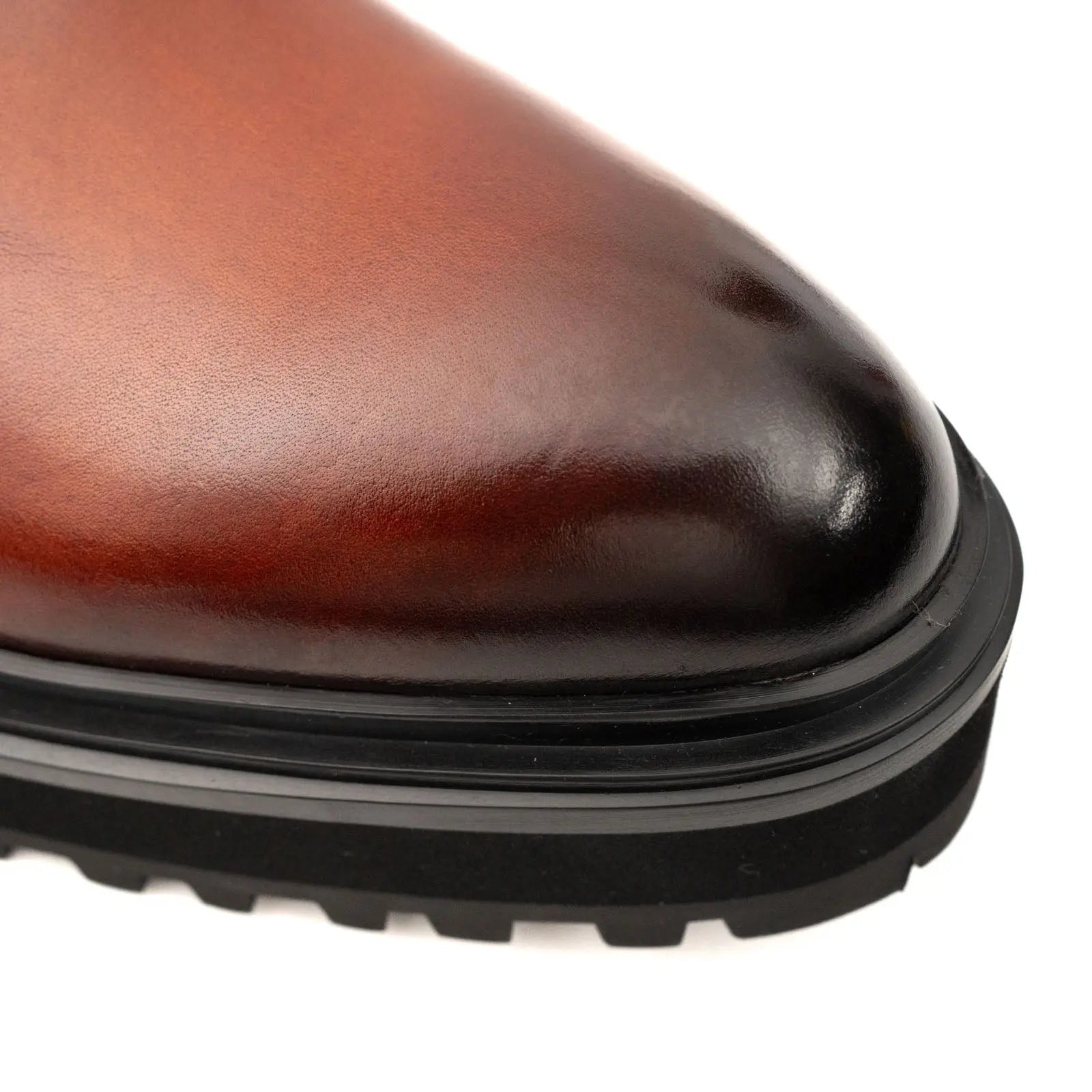 Brown Burnished Leather Chelsea Boot VanPasch