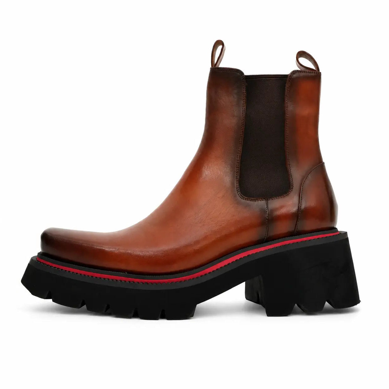 Brown Calf Chelsea Platform Boots