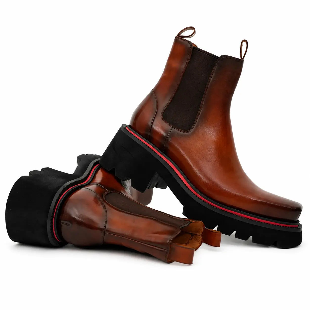 Brown Calf Chelsea Platform Boots
