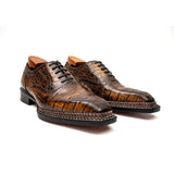 Brown Croc Norwegian Brogue Oxfords VanPasch