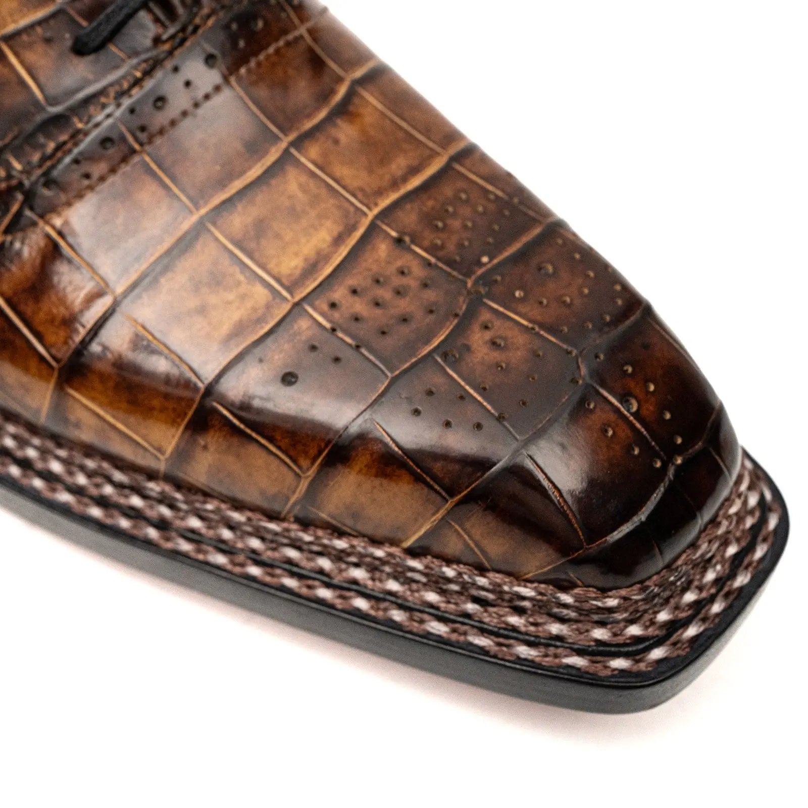 Brown Croc Norwegian Brogue Oxfords VanPasch