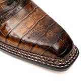 Brown Croc Norwegian Brogue Oxfords VanPasch