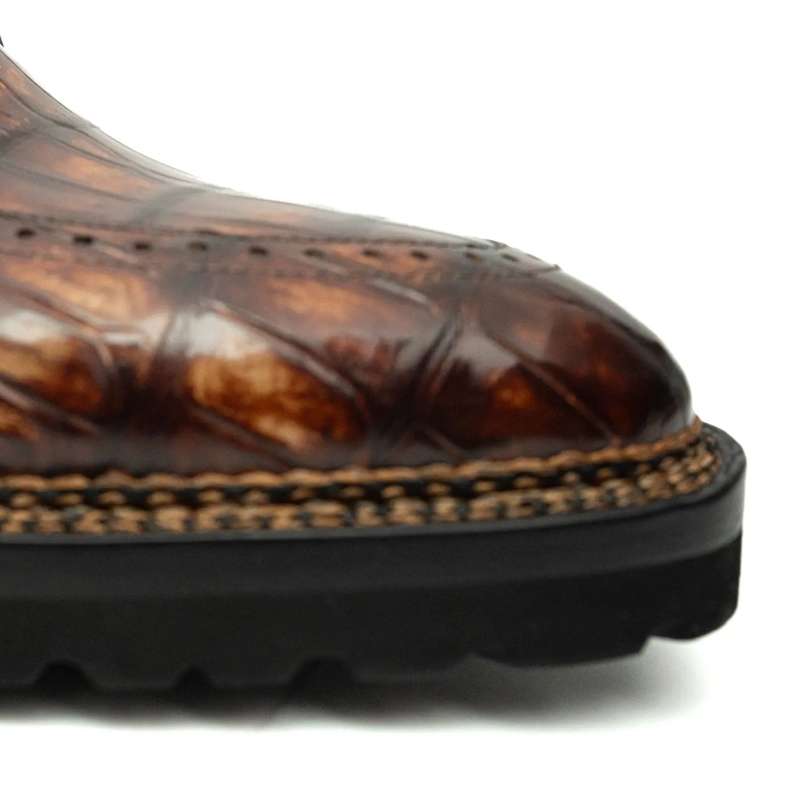 Brown Croc Texture Norwegian Brogue Derbies VanPasch