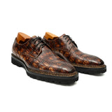 Brown Croc Texture Norwegian Brogue Derbies VanPasch