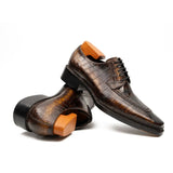 Brown Crocodile Derby Shoes Goodyear Norwegian 8014 VanPasch