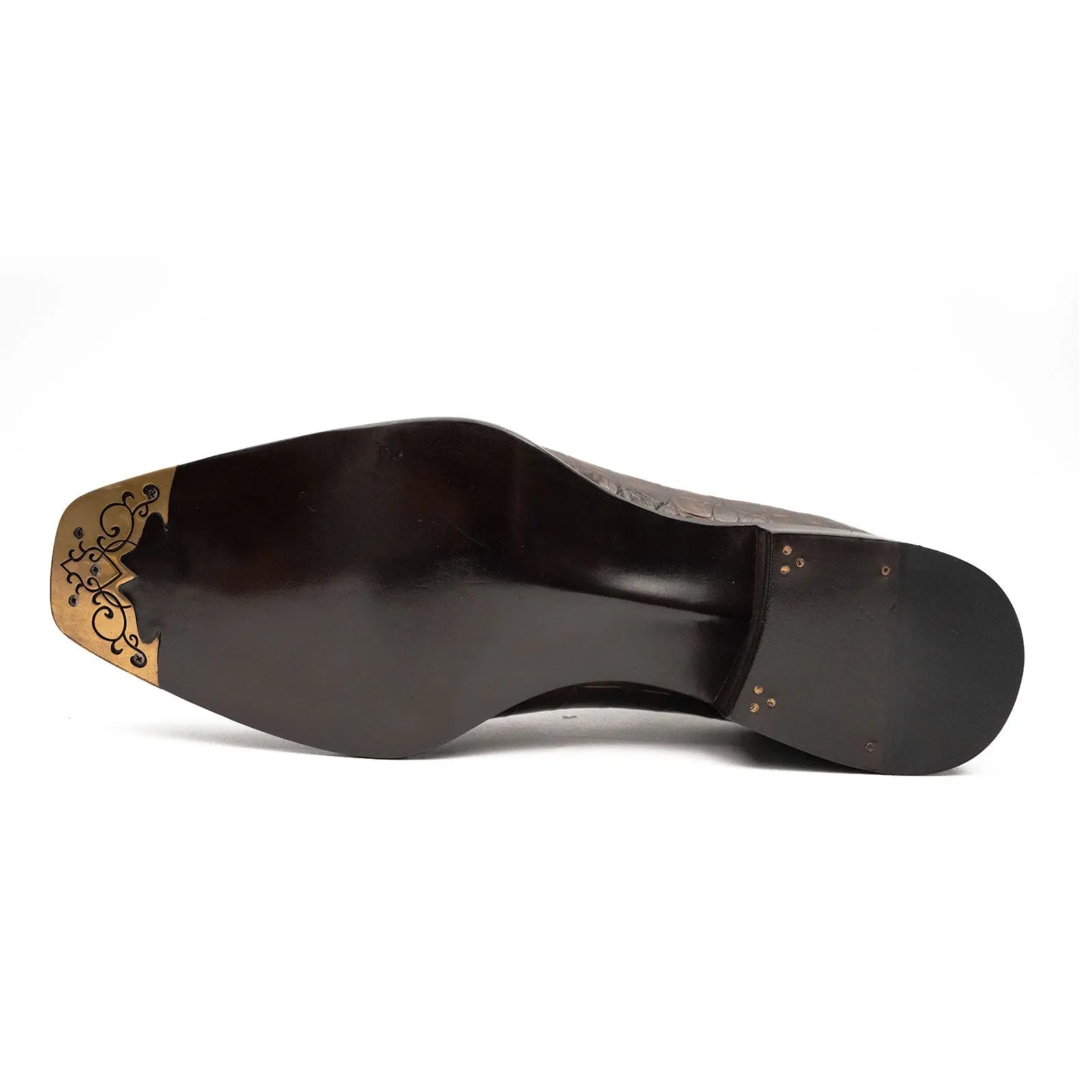 Brown Crocodile Derby Shoes Goodyear Norwegian 8014 VanPasch