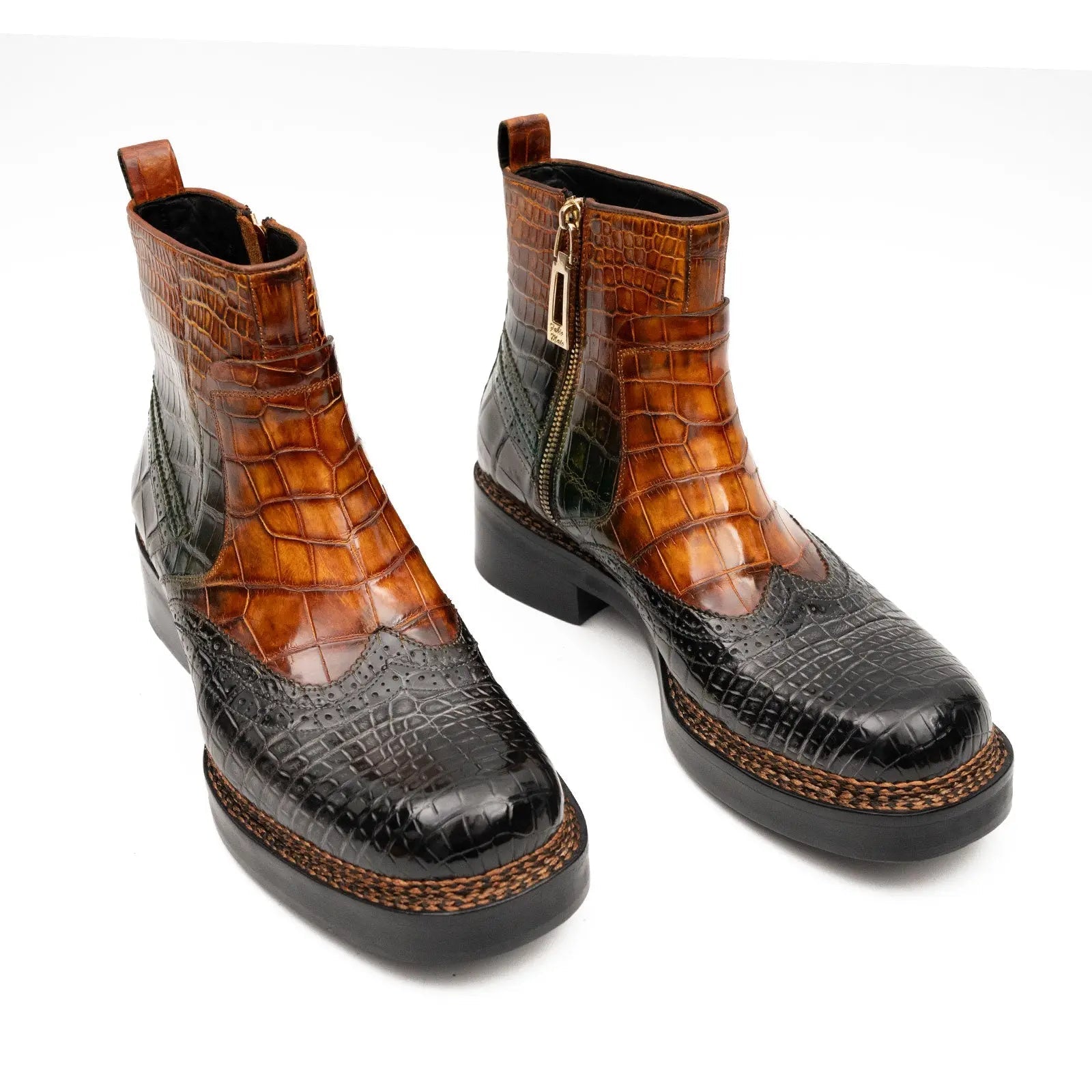 Brown Crocodile Leather Boots Goodyear Norwegian Welt 8013 VanPasch