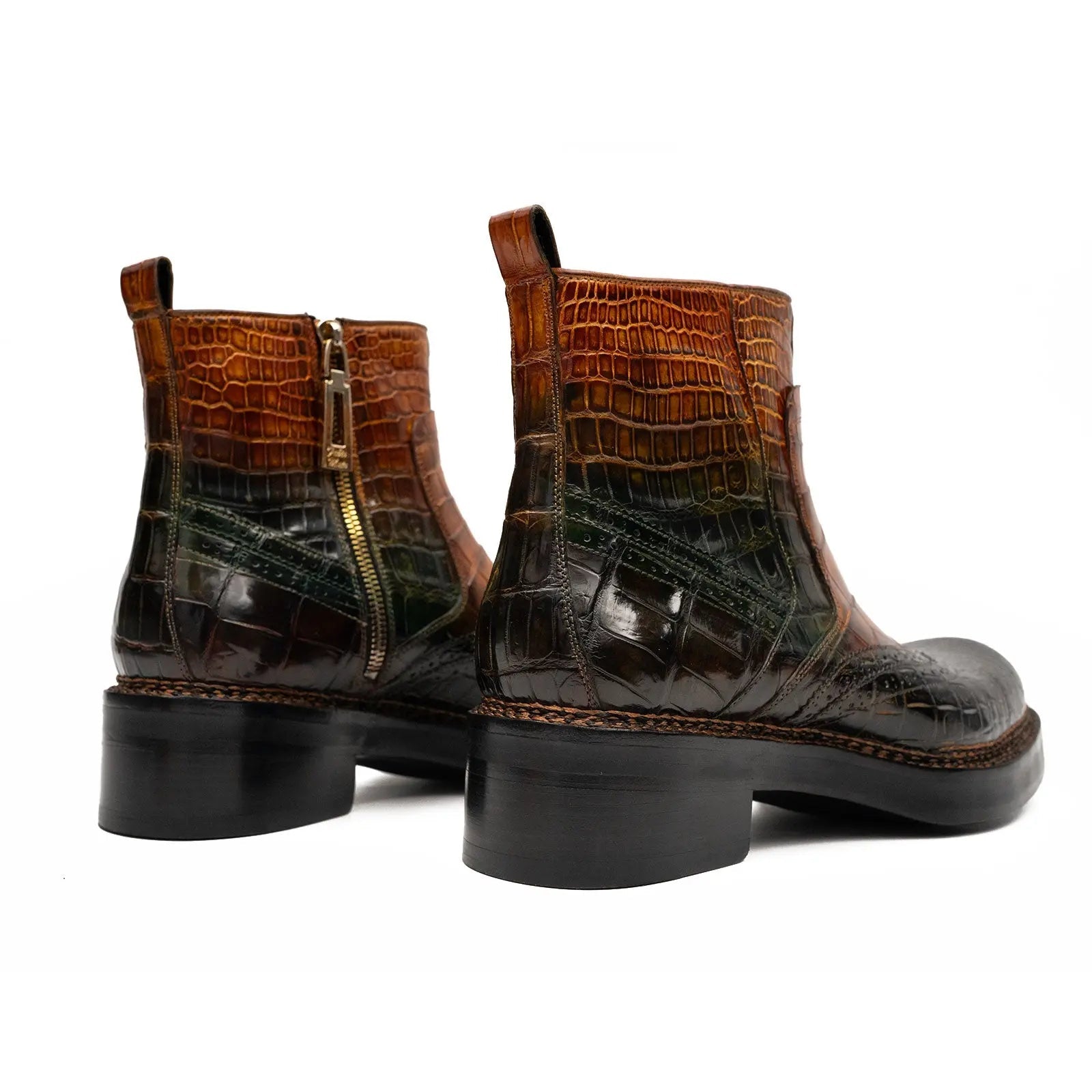 Brown Crocodile Leather Boots Goodyear Norwegian Welt 8013 VanPasch