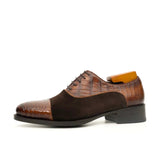 Brown Crocodile & Suede Oxford Shoes VanPasch