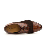 Brown Crocodile & Suede Oxford Shoes VanPasch
