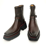 Brown Double-Buckle Platform Boots VanPasch