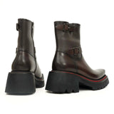 Brown Double-Buckle Platform Boots VanPasch