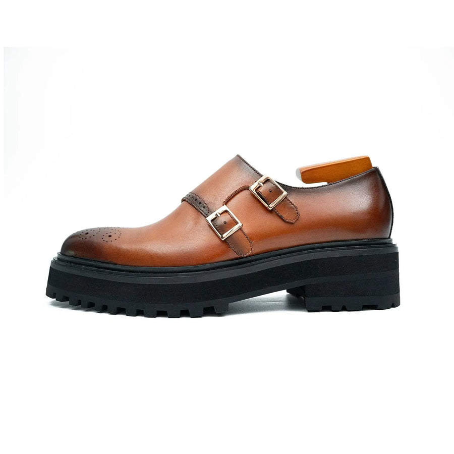 Brown Dual-Buckle Chunky Sole Brogues VanPasch