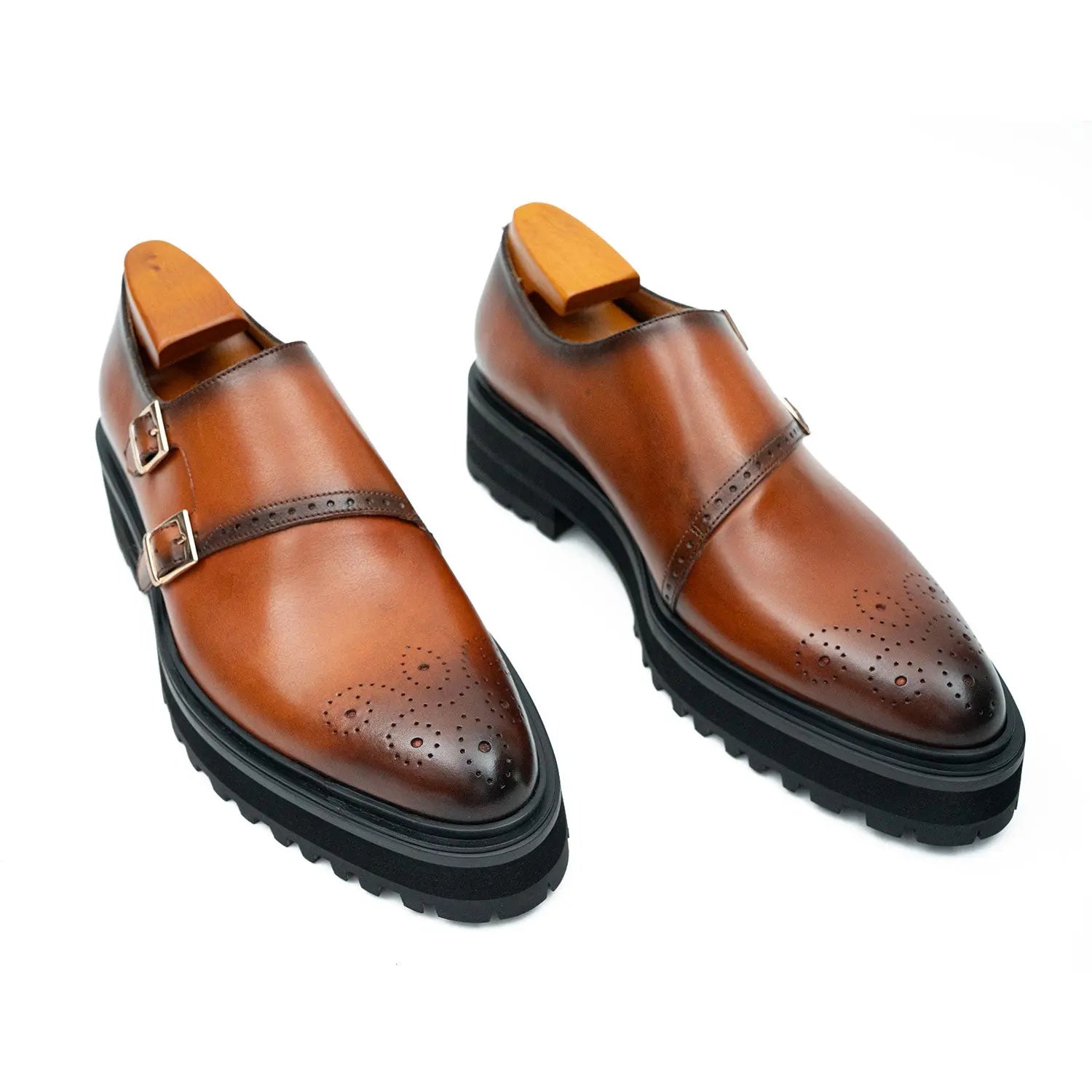 Brown Dual-Buckle Chunky Sole Brogues VanPasch