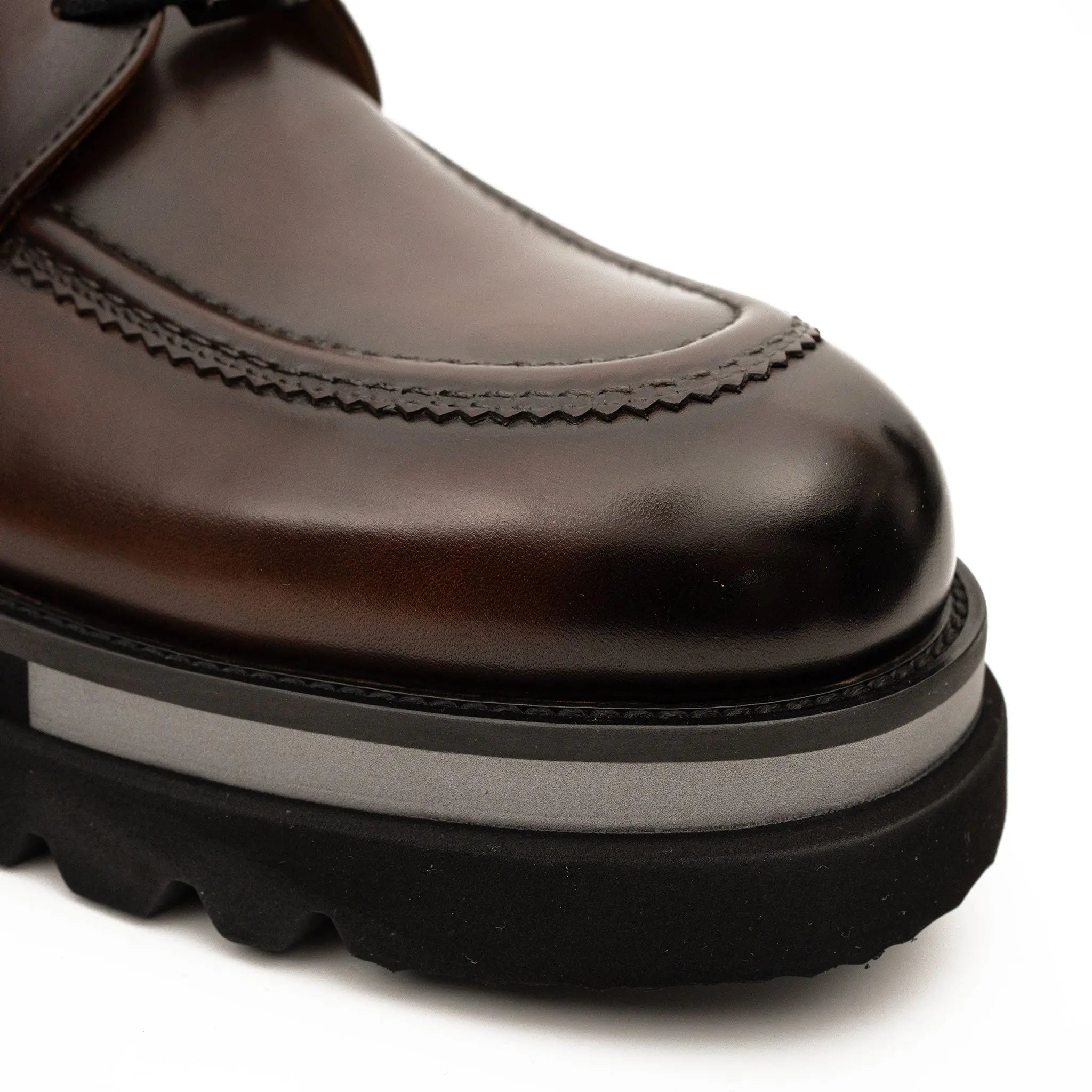 VanPasch 6208A brown leather lace-up ankle boots toe and sole detail