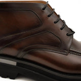 VanPasch 6208A brown leather lace-up ankle boots upper and stitching detail