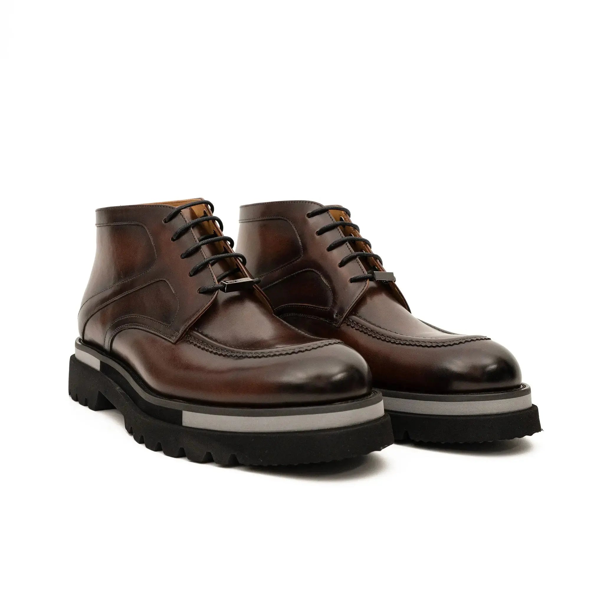 VanPasch 6208A brown leather lace-up ankle boots pair view
