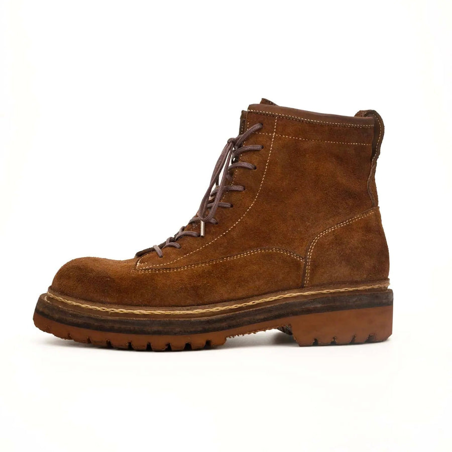 Brown Suede Lace-Up Combat Boots VanPasch