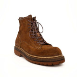 Brown Suede Lace-Up Combat Boots VanPasch