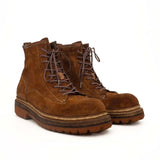 Brown Suede Lace-Up Combat Boots VanPasch